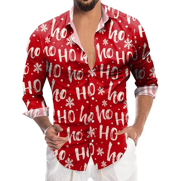 mens christmas button up shirts
