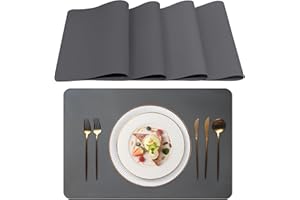Lumaca Manteles Individuales Lavables, Juego de 4 Salvamanteles Individuales, Resistentes al Calor, Antideslizantes, para Mesa de Cocina y Restaurantes,Gris Oscuro