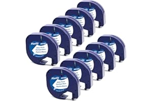 Nastro per Etichette MarkField Compatibile In sostituzione di Dymo LetraTag Plastica S0721610 9120 per LT-110T LT-100H, Nero su Bianco, 12mm x 4m (Compatibile per Dymo LetraTag Plastic Tape)