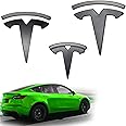 Shop4EV Emblem Logo for Tesla Model Y Black Matt Set of 3 Front / Rear / Steering Wheel Accessories (Tesla Model Y)