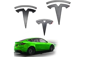 Shop4EV emblemat z logo Tesla Model Y, czarny, matowy, zestaw 3 sztuk przód/tył/akcesoria na kierownicę