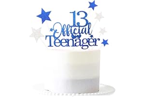 Pargleev 13th Glittery Royal Personalised Birthday Gifts:Official Teenager 13 Cake Topper with Stars-Thirteen Years Old Birthday Party Supplies for Boys and Girls,Decorations,Keepsakes and Blue