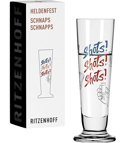 Verre à Liqueur Ritzenhoff 40ml – Série Brauchzeit, Motif Eau – Bleu Et Gris – Fabriqué En Allemagne