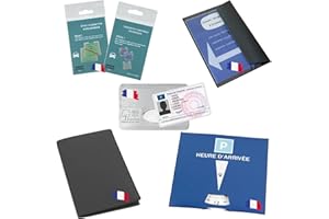 Idée pro mobilité Kit Complet avec Constat Amiable, Étui Carte Grise, Disque de Stationnement, Étuis pour Assurance et Contrôle Technique, Protège-Carte - Fabrication Française.