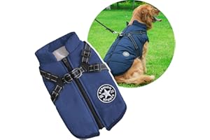 ONCPCARE Gilet d’hiver 2-en-1 avec harnais pour grands chiens - Veste chaude