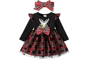 PATPAT Baby Girl Dress Long Sleeve Tutu Dress Infant Girl Tulle Dress Flower Girl Christmas Party Birthday Princess Dresses