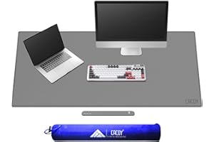 Cacoy 130x60 cm Tappetino da Scrivania in pelle, Tappetino Protettivo da Scrivania in pelle PU, Impermeabile Tappetino per Mouse Grande per Ufficio e Casa - Grigio