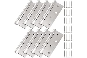 MEIDIV 8 Pack Heavy Duty Door Hinges 4 Inch, 100mm Internal Door Hinge, Stainless Steel Ball Bearing Hinge, Silver Butt Hinges for Wooden Doors