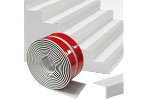 BUERPINKING Perfil para Bordes de Escaleras Autoengluible 4M, 25x25mm Perfil Antideslizante para Escalones, Banda de Bordes de Escaleras de PVC, Protección de Bordes de Escaleras, Gris