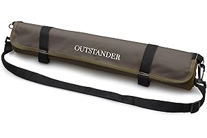OUTSTANDER Chefs Knife Roll Bag with 11 Slots, Heavy Duty 16OZ Waxed Canvas Knives Case for Camping, Waterproof Storage Tool Wrap for Equipment of Chef, Comes with Shoulder Strap (Brown)