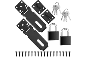 HAOCHEN 2 Stk Edelstahl Riegelschloss Haspe mit 2 Stk Vorhängeschloss, Türschloß Haspe, Verschluss Sicherheitsüberfalle Tür Haspes, Türriegel für Gartentor Holztür Schuppen Schrank Garagentor (Silber)