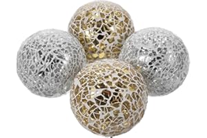 SEWACC Bolas De Cristal Decorativas De Mosaico 3.1 Pulgadas 2 Piezas Adornos Esféricos para Centro De Mesa Decoración Moderna para Hogar Y Eventos