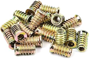 JAVOUKA 20PCS Wood Furniture M6x20mm Threaded Insert Nuts Interface Hex Socket Drive