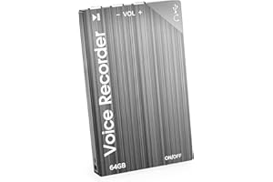 Glracd Grabadora de Voz ultradelgada (0,8 cm) con Filtro de Ruido DSP - Grabadora MP3 de 64 GB para 80 Horas de conferencias, conferencias y conferencias (10,6 * 6,3 * 2,9)