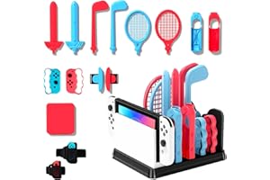 OLDZHU Juego de accesorios deportivos 16 en 1, paquete con organizador compatible con Nintendo Switch y consola OLED, paquete de fiesta familiar 2024, juego de accesorios, juego de accesorios para