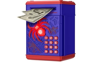 Yellcetoy Hucha Electrónica para Niños, Spider Caja Fuerte con Código de Seguridad y Música, Cumpleaños Navidad Regalos para Niño Niñas 3 4 5 6 7+ Años Azul