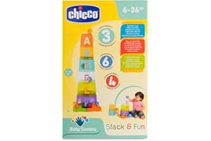 Chicco Gioco Tazze Impilabili, 6 Tazze Impilabili con Dimensioni e Colori Diversi, con Lettere da Ordinare, 4 Palline, Base con Puzzle, Sviluppo capacità di Associazione Logica, Giochi neonato, 6-36 M