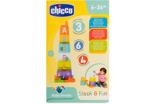 Chicco Jeu de gobelets empilables, Jeu de Formes et d'assemblage, Jeu pour bébé