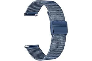 Aliwisdom Universel bracelet montre connectée 18mm 20mm 22mm watch strap, Smartwatch bracelet universelle Métal Acier inoxydable Maille Bracelets de rechange de à libération Rapide (18 mm, Bleu)