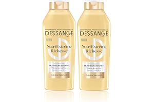 DESSANGE - Shampoing Nutrition Intense Nutri-Extrême Richesse - Formule Enrichie En Peptides & Huile De Lin - Douceur & Éclat - Cheveux Très Secs - Lot de 2 X 280ml