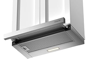 GASLAND BR60SP Campana Extractora 60 cm Umluft, Integrada, 335 m³/h, Campana Extractora de Aire Plana de Acero Inoxidable, Filtro de Carbón Activado CF132