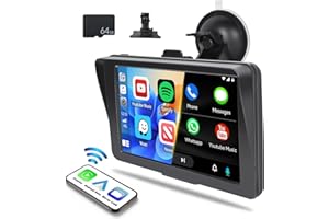 OILIEHU 7 inch Portable Car Stereo with Wireless Apple CarPlay & Android Auto, 1080P Touch Screen Portable Car Radio Audio with Airplay Mirror Link AUX-in Bluetooth FM Transmitter 64G TF Card for 7-32V Car