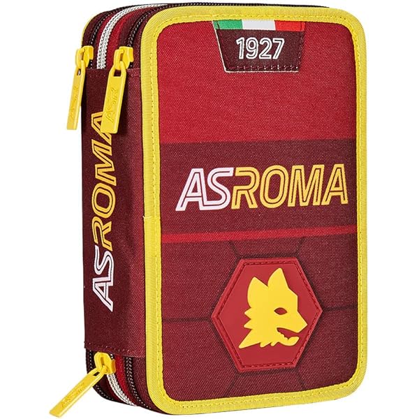Victoria Niño AS Roma Seven - Mochila Escolar Extensible A.S. Roma Fútbol – Hacia La Victoria, Color Amarillo Y Rojo – Mochila Doble Compartimento Desmontable Bolsa Futbol Niño