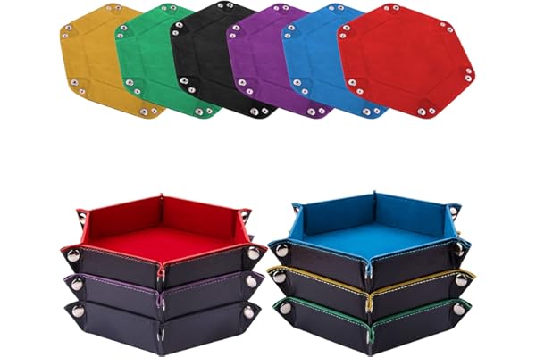 SIQUK 6 Pièces Piste de Dés Plateau de des Pliable Cuir et Velours Piste Dés Pliant pour DND RPG Jeux de Table (Rouge, Bleu, Violet, Noir, Vert, Jaune)