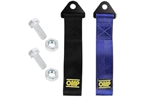 Exsbtay 2 Pezzi Cinghia di Traino Rosso, Gancio Traino in Tessuto, Corda per Rimorchio in Nylon, per Paraurti Anteriore e Posteriore, Fune di Traino Universale Racing (Blu, Nero)