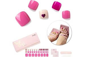 NAILOG Strisce di Gel Semi Polimerizzato, Strisce di Smalto per le Dta dei Piedi con Finitura gel Lucida,32 pezzi Impacco per Unghie a Lunga Durata, Never Too Late