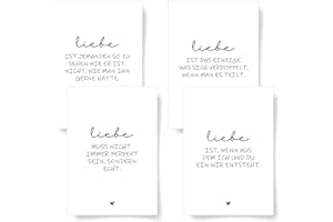 ‎DONARI Donari® Postkarten 4er Set DIN A6 • Hochwerige Postkarten mit Sprüchen • Postkarten in edlem Design Schwarz Weiß • Liebe ist Postkarten (Liebe)