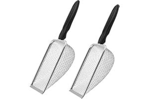 JHXHHTHONGTONG 2 PCS Coladores de Jardín de Acero Inoxidable, Pala de Abono de Arena para Reptiles con Asa, Tamiz de Compost, Tamiz de Jardín, Colador de Arena, Colador de Tierra, Pala para Macetas (Malla 3,8 mm)
