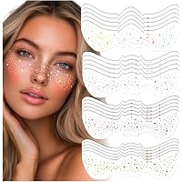 Auiremrti Glitzer-Sommersprossen Patches – 4 Stück, Goldene Herzform, Wasserfest, Für Festival & Party
