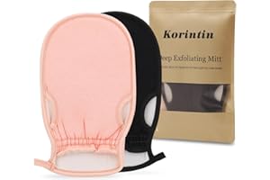 Korintin Exfoliating Glove, Exfoliating Mitt for Dead Skin 2pcs, Deep Body Shower Gloves, Exfoliating Gloves Skin Cleanser, Great for Spray Tan Removal or Keratosis Pilaris