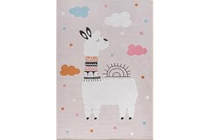 Mazovia Tappeti Beige Infantile Animale - Camera dei bambini - Pile Corto Rettangolo Certificato OEKO-TEX® Colorato - Crema - 120 x 170 cm