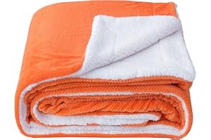 SOCHOW Coperta in Pile Sherpa Waffle, Coperta in Peluche Reversibile Super Soft Fuzzy Calda, Leggera e Soffice per Divano Letto Arancione 220 x 240 cm