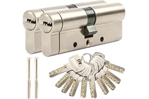 SEPOX® 2PCS Pack 90mm(45/45) Door Barrel Lock Euro Cylinder with Keys High Security Computer Key Different Anti Snap High Security Composite Door Barrel Profile Lock 90mm Overall