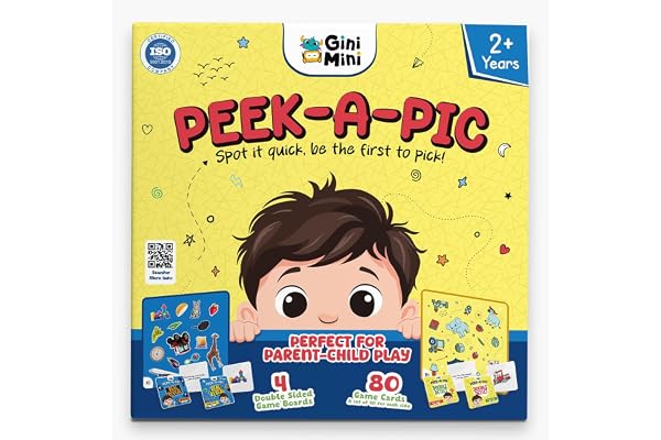 GiniMini Peek-A-Pic 80 Cards Matching Game for Kids 2+ Educational Toy for Memory, Focus & Vocabulary Building Preschool Learning Gift