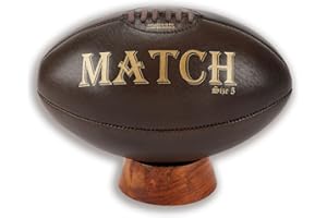 RAM ONLINE Traditioneller Rugbyball aus Leder mit Ständer, traditionelles Geschenk, Trophäe und Auszeichnung, mit Ständer - RAM Rugby original - India Leather - Handgefertigt