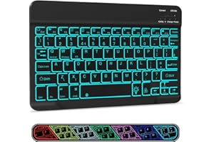 XIWMIX Ultra-Slim Wireless Bluetooth Backlit Keyboard-7 Colors Rechargeable Portable Silent Keyboard for iPad 10.2/iPad Air/iPad 9.7/iPad Pro/iPad Mini/iPhone/Samsung/Tablets/iOS/Android/Windows,Black
