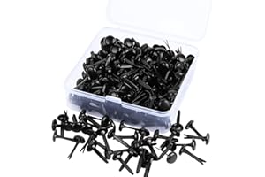 Nuyoah Musterbeutelklammern Schwarz Musterklammern Mini Brads Runde 200Stk Rundkopfklammern Metall Flügelklammern Klein 8x18mm für Schule Büro Papier Briefklammern Basteln Handwerk DIY