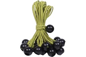 QAZIUY 24Pack Bungee Cord with Ball,Tarpaulin Bungee Balls Heavy Duty Elastic Strap Ties,Elastic Ties Bungee Cords for Tarpaulins Camping Tarp, Household Items