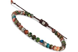 BENAVA Damen Yoga Armband Jaspis Edelstein Perlen mit Infinity Perlen Bunt | Edelstein Armband Meditation | 16-24 cm