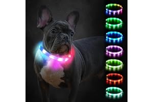 Joytale Collar Luminoso Perro, Recargable con 9 Modos, Ajustable Impermeable Collares LED para Perros Pequeños y Medianos, 70 cm