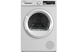 Telefunken Wärmepumpentrockner für 8 kg Wäsche, Trockner Frontlader, Wäschetrockner mit Knitterschutz und Startzeitvorwahl, Energiesparend, leise 64 dB, 15 Programme, Schontrommel, TWP8CW
