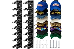 Jcocylse 16 Stück Cap Halter - Praktische Cap Halterung Bietet Platz für 20- Stabile Hutablage für Mützen, Schal & Baseballkappe - Kappenhalter für Flur, Garderobe & Eingangsbereich Typ A (Schwarz)