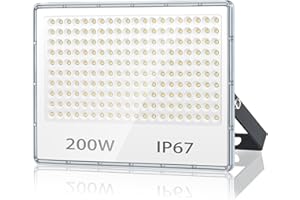 TASINUO Faretto LED da Esterno 200W, Faro LED Esterno Impermeabile IP67, 20000LM Luci da Esterno, 7000K Bianca Fredda Lampade da Esterno, 200 LEDs Applique da Esterno per Giardino, Terrazza, Garage