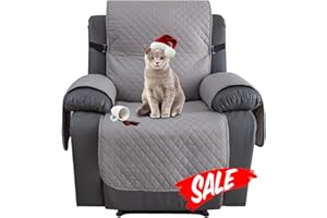 XINEAGE Funda reclinable resistente al agua, fundas antideslizantes para silla reclinable con bolsillos, fundas acolchadas gruesas para mascotas y niños (reclinable, gris claro)