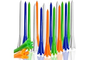 FINGER TEN Tee Golf Plastique Incassable Durable 5 Prong 2 3/4 Pouce 70mm et 3 1/4 83mm Value 100 Pack, Golf Tee Portable Entraînement De Balle De Golf pour Homme Femme Vert Orange Bleu Blanc