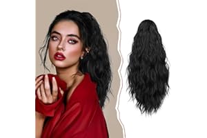 Sofeiyan Coleta Postiza Pelo Natural con Pinza, Rizado Cola de Caballo Postizos Extensiones de Cabello Sintético Extensiones Coleta Postizos de Pelo Coleta para Mujer, Negro